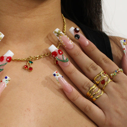 Geometric Red Stone Ring