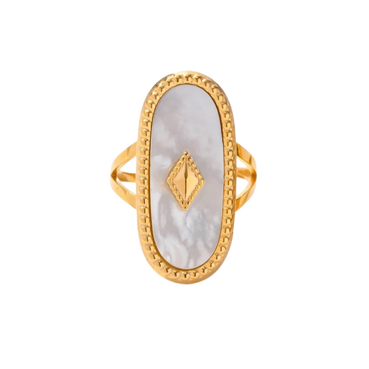 Adjustable Opaline Aura Gold Ring