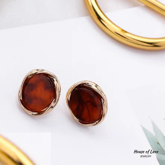 VINTAGE MARBLE STUD EARRING