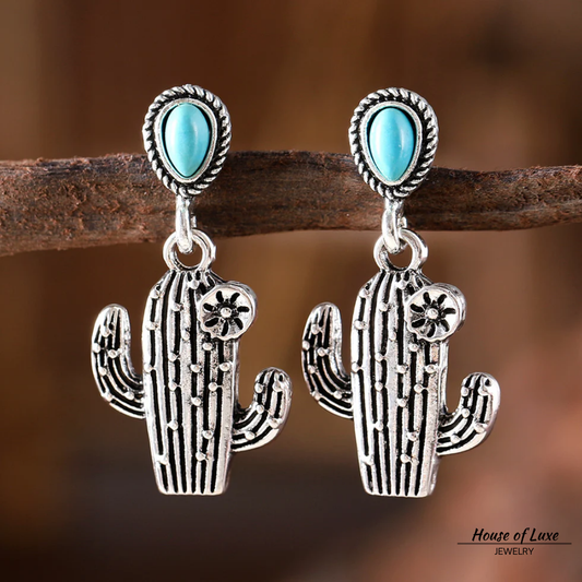 VINTAGE CACTUS TURQUOISE EARRINGS