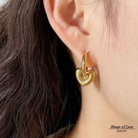 ELEGANT HEART CIRCLE EARRINGS