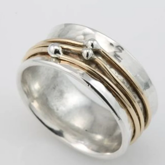 SHINE VINTAGE GOLD LAYERED SILVER RING