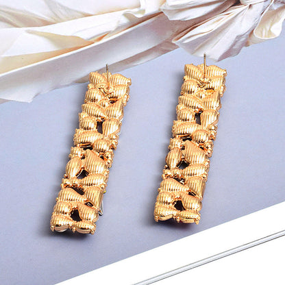 RED RHINESTONE LONG DROP EARRINGS